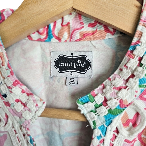 Mud Pie Colorful Floral Cotton Preppy Sleeveless Dress Size Small - Picture 6 of 6